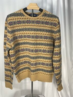 Vintage Y2KPolo Golf By Ralph L Muted Yellow Fair Isle Wool Lamb Rabbit Sweater
